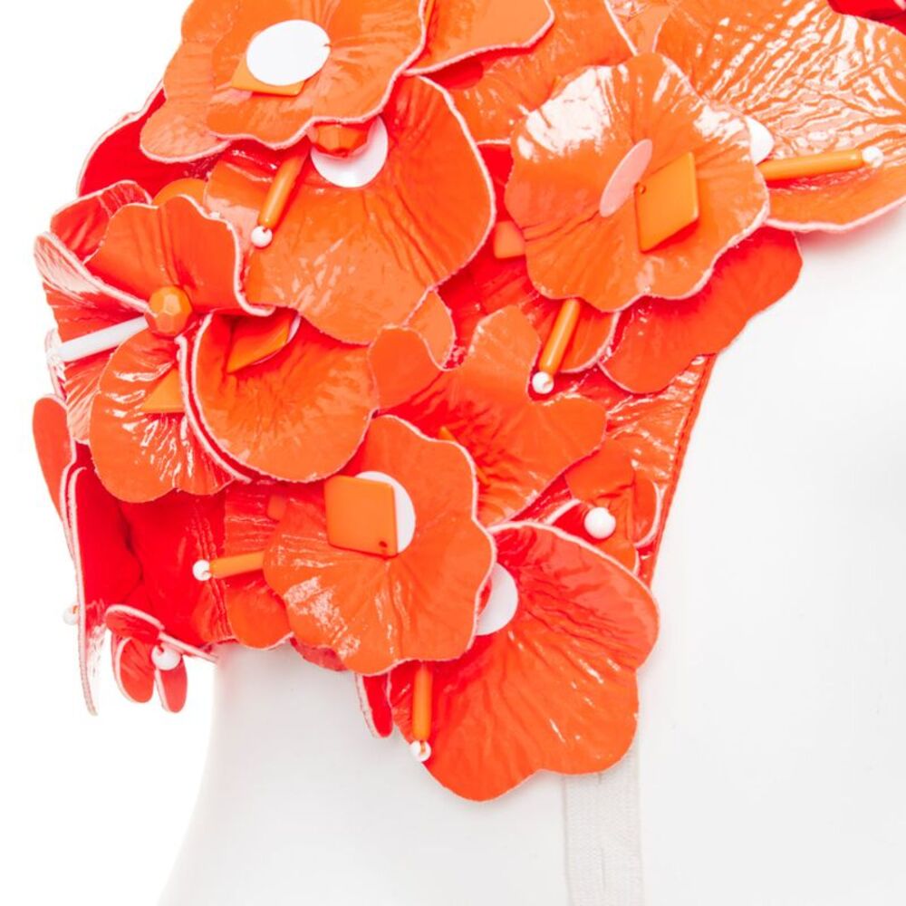 Miu Miu orange patent leather petals beaded swim cap hat - Picture 8 of 9
